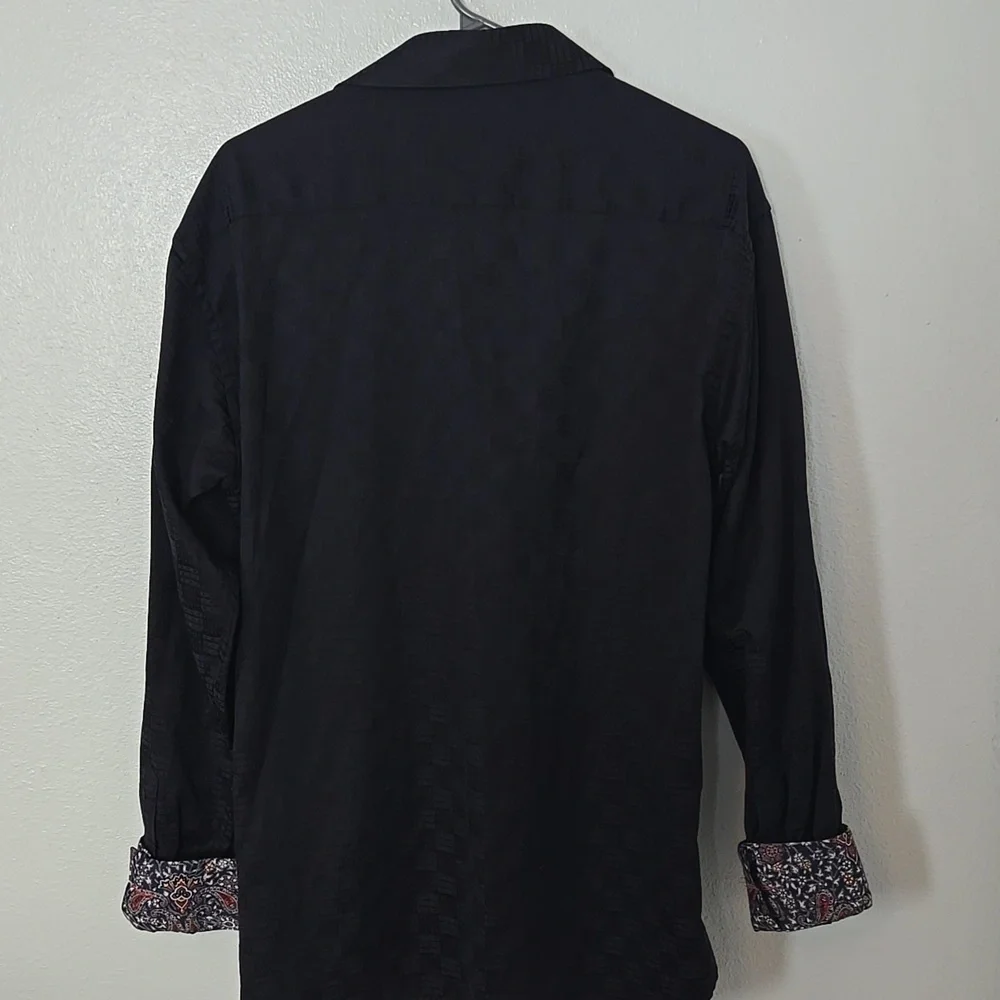 A 21 | Black Cotton Contrasting Cuffs Collar Dress Shirt Size XL